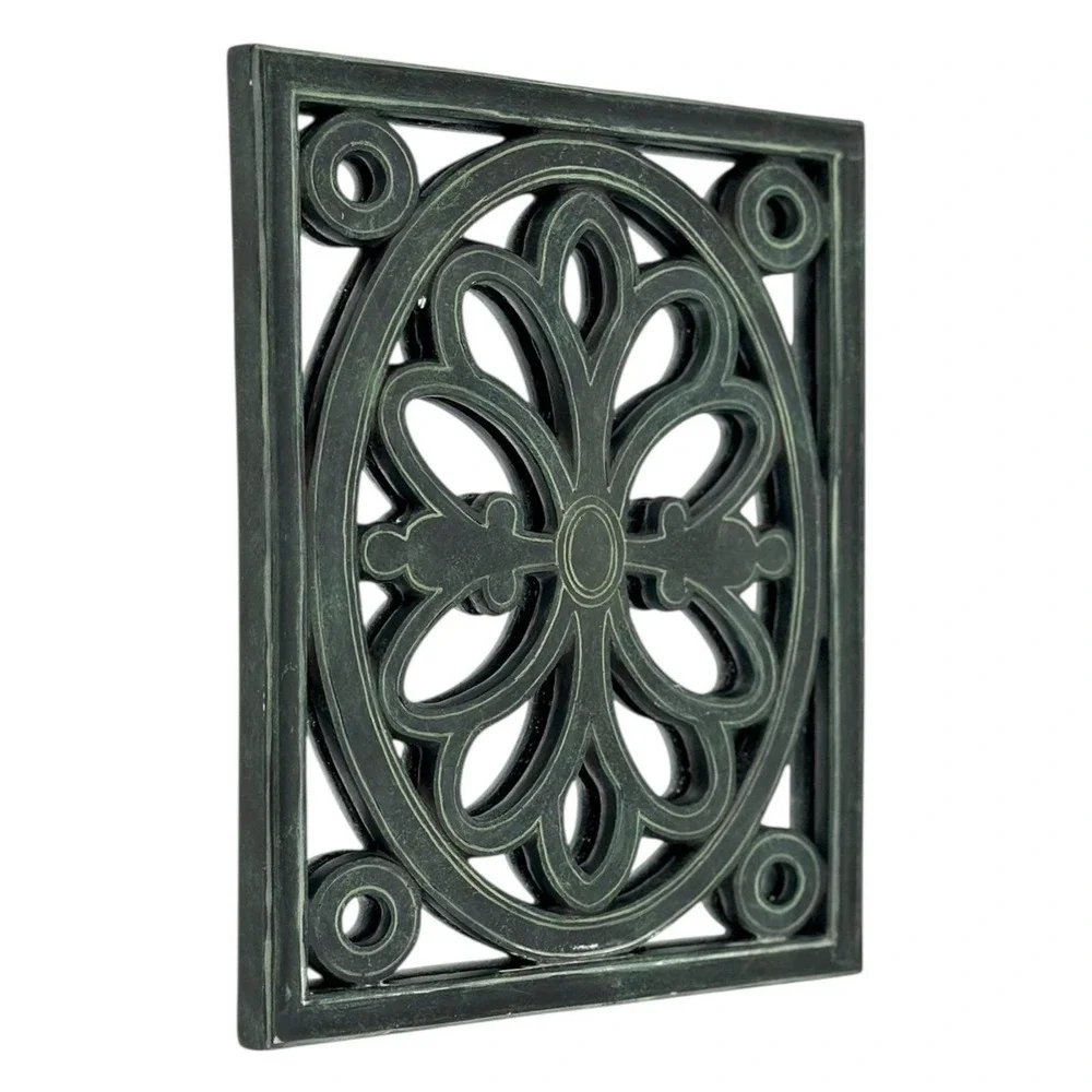 Vintage Ornate Resin Mirror Frame Green Patina Rectangle Vertical Horizon 8
